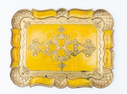 Aranyozott barokk florentin tálca - sárga és arany színben