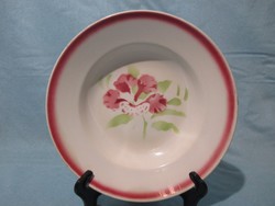 Kispesti Gránit mély tányér rózsaszín virággal