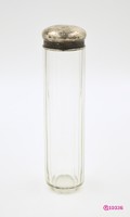 Csiszolt Biedermeier tároló üveg, ezüst kupakkal (1867-1937)