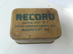 fém doboz  cca.1934.  Budapest XIII. Teve utca 62., Record Gépgyár Rt. 