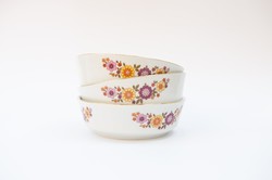 Alföldi kompótos tálkák színes virágos mintával - retro porcelán 