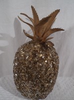 Dekoráció - ananász óarany - gyöngyökkel borított - NEM HUNGAROCEL - 20 x 10 cm - hibátlan