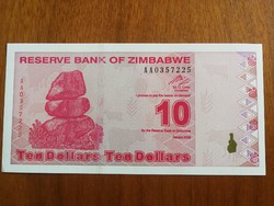 Zimbabwe 10 Dollár 2009 UNC