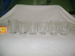 Régi, vastag falú üveg pohár - hat darab -  gyűjtőknek
