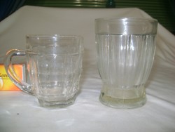 Régi, vastag falú gyűjtői üveg pohár - két darab
