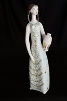 Hollóházi korsós lány - art deco porcelán szobor - leány korsóval