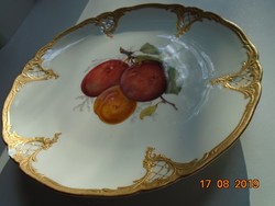 FÜRSTENBERG(az első európai manufaktúra Meissen után)antik gyümölcs mintás tál barokk arany peremmel