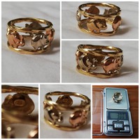 Ötvös által 3 féle aranyból készült elefánt gyűrű