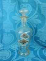 Antik szecessziós kézzel festett tájképes üveg butélia likőrös üveg