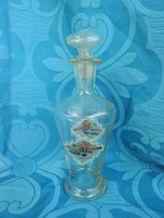 Antique Art Nouveau hand-painted landscape glass bottle liquor bottle