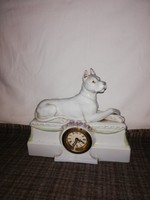 Antik Art-deco kandalló óra porcelán kutyával!