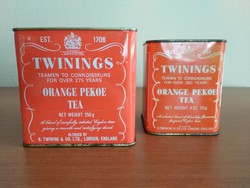 2 db régi, Twinings Orange Pekoe pléh teás doboz eladó