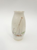 Hollóházi Balatoni emlék váza - retro porcelán szuvenír - nád és vitorlás mintával