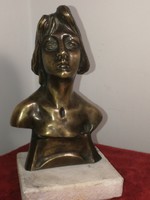 Szecessziós bronz női mellszobor,  C. Loudray