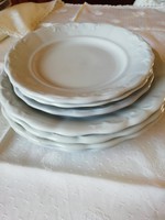 Zsolnay porcelán indamintás paraszt tányér, 4 lapos és 3 süteményes tányér