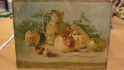 R/ without marking, oil/cartora coated canvas painting: still life