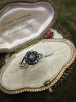 Antik arany alakított margaréta gyűrű rózsa csiszolású gyémántokkal foglalt 14Kt.
