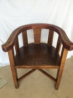 Antik U alakú faragott fa szék, karosszék