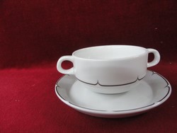 LILIEN porcelán Ausztria, leveses csésze + alátét, négerbarna mintázattal.