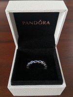 Új, eredeti Pandora tűzzománc kék 925 ezüst női gyűrű - 52-es (6-os)