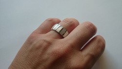 B7 - Fémjelzett 925 ezüst gyűrű fehér gyöngyház berakással