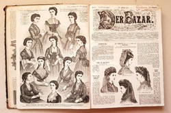 1870. évad Der Bazar - Női divatmagazin újság bekötve