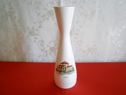 Régi Aquincumi porcelán váza Tata felírat és látkép 25 cm magas