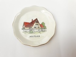 Aquincum Aggtelek szuvenír tálka -  retro porcelán nyaralási emlék, turizmus, turista emléktárgy