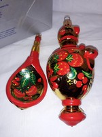 Orosz üveg karácsonyfa dísz, díszek dobozban