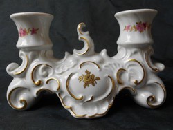 Wallendorf-i porcelán, két ágú gyertyatartó, koronás jelzéssel. Gyűjtői darab!!! Hibátlan.