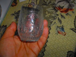 Törpés régi üveg  füles pohár 