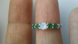 Smaragd-opál 925 gyűrű (6,75)