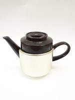 Retro kerámia kávéskanna vagy teáskanna fém termosz résszel - melegen tartó, melegítős kiöntő