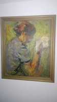 Holló László - Női portré, olajfestmény 