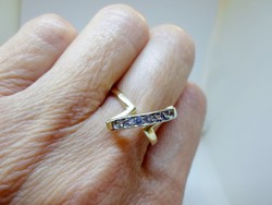 Szépséges art deco valódi tanzanit 14kt aranygyűrű 