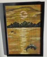 Dolphins playing - painting