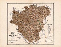 Sáros megye térkép 1885, Magyarország, vármegye, atlasz, Kogutowicz Manó, 43 x 56 cm, eredeti