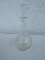 Antique polished - running rose pattern - glass liquor bottle