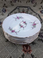 7 db Wawel süteményes tányér - romantikus rózsás lengyel porcelán desszertes tányérok