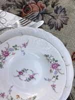 7 db leveses tányér - Wawel rózsás, domború mintás mélytányér - lengyel porcelán mély tányérok