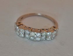 Szép 0,8ct valódi gyémántköves ezüst gyűrű certivel