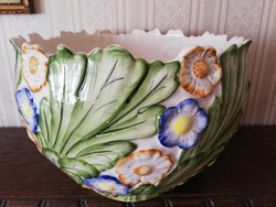 Hatalmas rakott virágos olasz porcelán kaspó