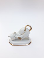 Arany labdával játszó art deco porcelán cicus - cica macska figura