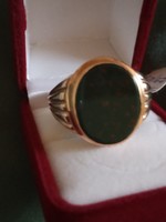 Gold men's signet ring with precious opal stone