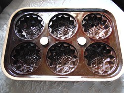 Régi mázas kerámia muffin / sütemény sütőforma 