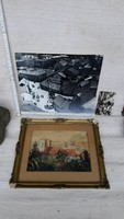 Akvarell képen Eger, a volt zsinagógával