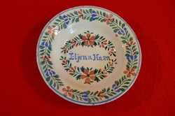 Antik hollóházi feliratos tányér