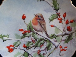babelmelinda részére: Spode - angol porcelán madaras dísztányér - vörösbegy