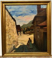 Reuter Ágoston (1893 ) Tabán festmény 1927-ből Műcsarnokban kiállítva 1939-ben  91x81cm