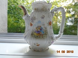 Pls imperial rococo style with ribbed flower pattern pouring genre scenes